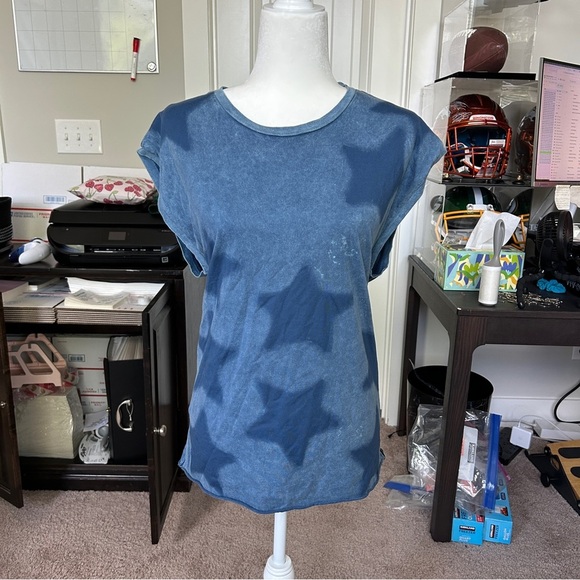 Free People OneTeaspoon Star Dust Blue Oversized Cotton Tank Top NWT Size XS - Picture 7 of 12